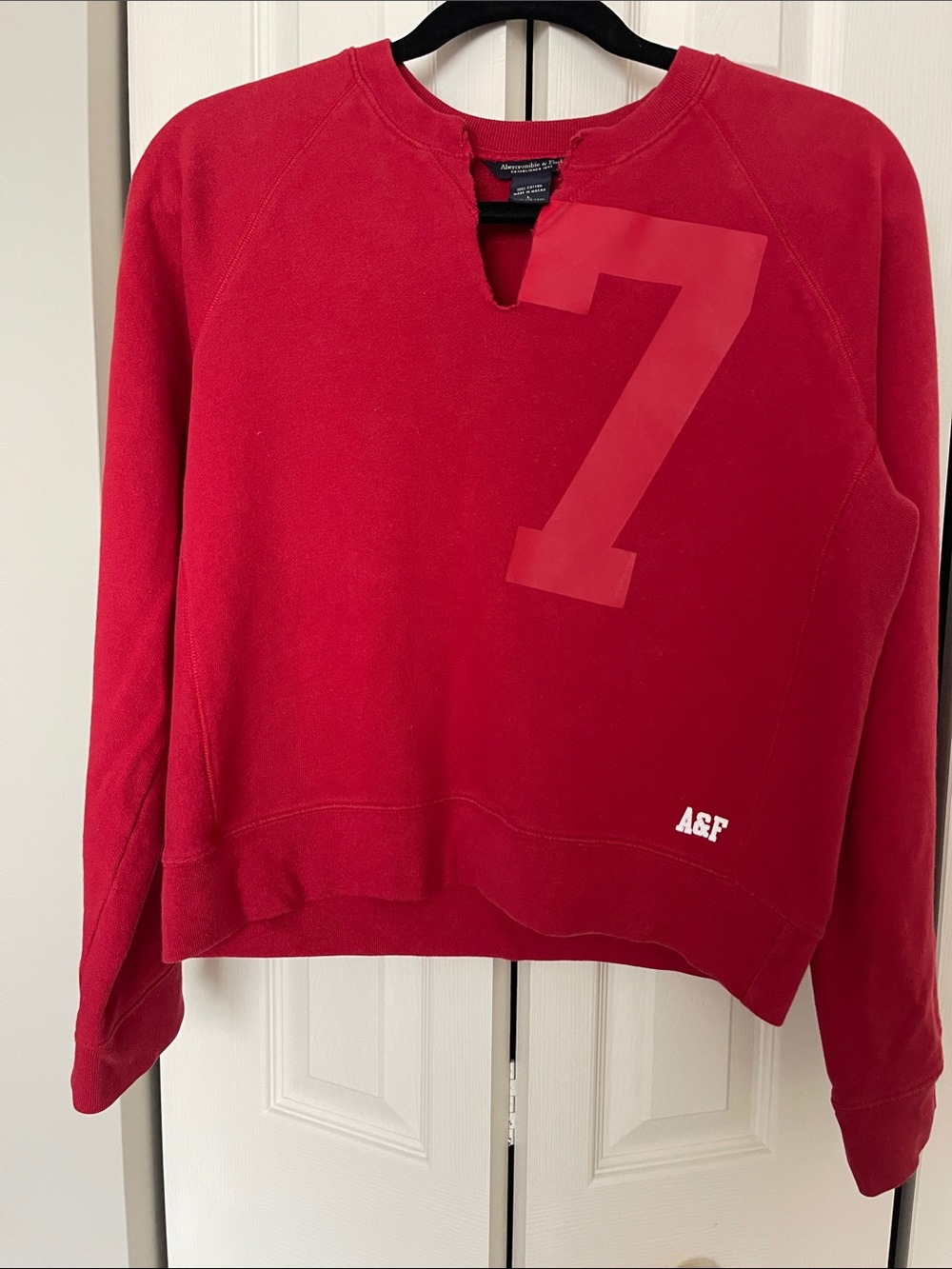 Vintage A&F Red Graphic Sweatshirt with Number 7